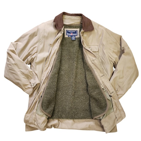Free Country Other - Free Country Mens Vintage Sherpa Lined Barn Jacket Size XL Tan Canvas Chore Coat